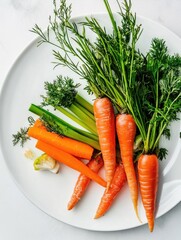 Wall Mural - Carrots and Celery on White Plate