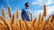 © Artem - Golden wheat field with man embracing nature's peace