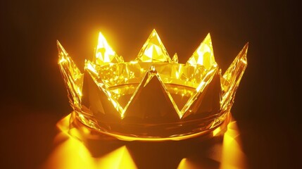 Poster - A dazzling low-poly golden crown with polygonal surfaces and radiant highlights.