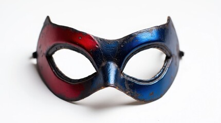 Red and Blue Superhero Mask with Metallic Finish