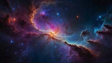 deep space nebula, cosmic galaxy, interstellar cloud, vibrant celestial scene, outer space photograp