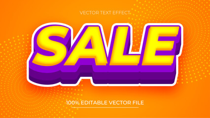 Poster - Sale cartoon 3d style text effect yellow and purple color