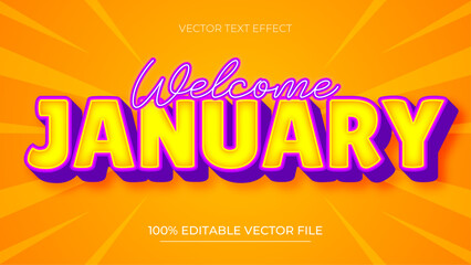 Poster - Yellow and Purple January 3d editable text effect bold font style