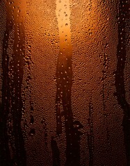 Brown dark cinematic condensation water drops seamless background texture, wet moisture droplets pattern, atmospheric foggy damp surface, dramatic humid vapor effect, mysterious glossy liquid abstract