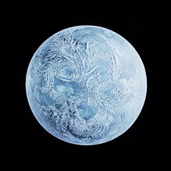 Wall Mural - Frozen Planet. Blue Ice and Cold Energy on Dark Space Background