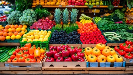 Vibrant fresh produce display at local market