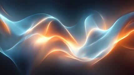 Fototapete - Luminous flowing shapes. Bright gradients in sepia and deep periwinkle. Radiant curves merging into abstract designs.