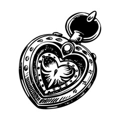 Wall Mural - Heart shaped heirloom locket, vintage illustration