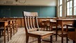 © Artem - Vintage wooden chair showcasing rustic charm in classroom
