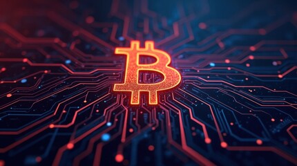 Wall Mural - Glowing Bitcoin Symbol Illustration