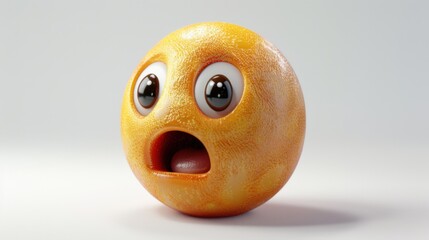 Fototapete - 3D realistic emoji from an elevated and diagonal perspective, capturing detailed textures and expressions on a white background