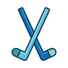 Sticker - Hockey sticks crossed illustration