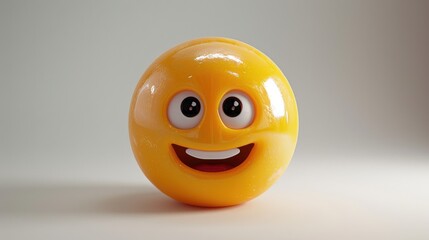 Fototapete - 3D realistic emoji from an elevated and diagonal perspective, capturing detailed textures and expressions on a white background