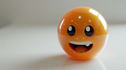 Fototapete - 3D realistic emoji from an elevated and diagonal perspective, capturing detailed textures and expressions on a white background