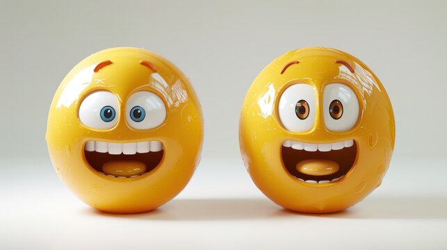 3D realistic emoji from an elevated and diagonal perspective, capturing detailed textures and expressions on a white background