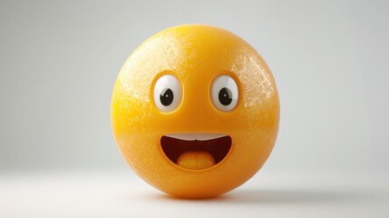 Fototapete - 3D realistic emoji from an elevated and diagonal perspective, capturing detailed textures and expressions on a white background