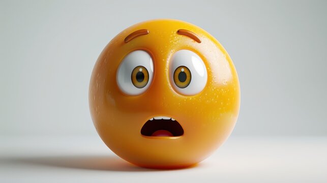 3D realistic emoji from an elevated and diagonal perspective, capturing detailed textures and expressions on a white background