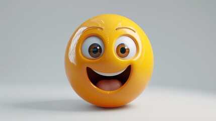 Fototapete - 3D realistic emoji from an elevated and diagonal perspective, capturing detailed textures and expressions on a white background