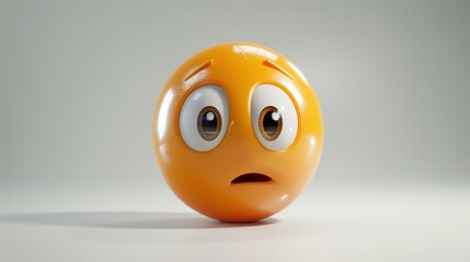 Fototapete - 3D realistic emoji from an elevated and diagonal perspective, capturing detailed textures and expressions on a white background