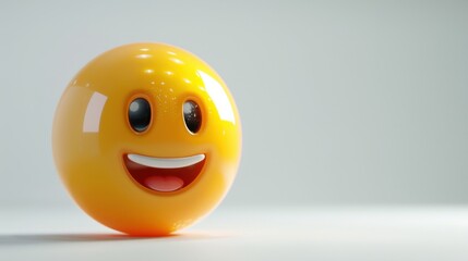 Fototapete - 3D realistic emoji from an elevated and diagonal perspective, capturing detailed textures and expressions on a white background