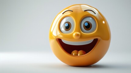 Fototapete - 3D realistic emoji from an elevated and diagonal perspective, capturing detailed textures and expressions on a white background