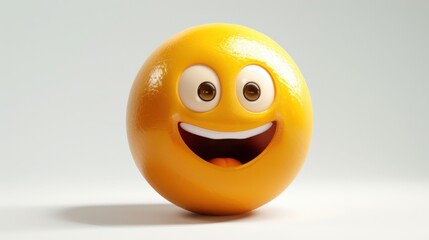 Fototapete - 3D realistic emoji from an elevated and diagonal perspective, capturing detailed textures and expressions on a white background