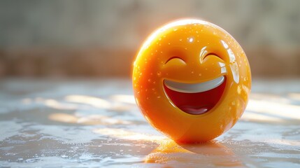 Fototapete - 3D realistic emoji from an elevated and diagonal perspective, capturing detailed textures and expressions on a white background