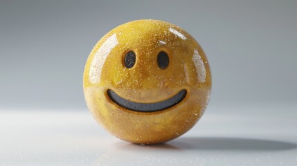 Fototapete - 3D realistic emoji from an elevated and diagonal perspective, capturing detailed textures and expressions on a white background