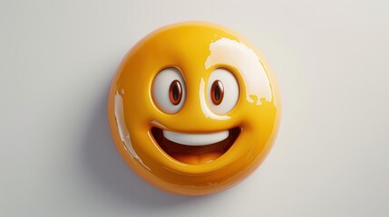 Fototapete - 3D realistic emoji from an elevated and diagonal perspective, capturing detailed textures and expressions on a white background