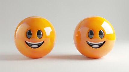 Fototapete - 3D realistic emoji from an elevated and diagonal perspective, capturing detailed textures and expressions on a white background