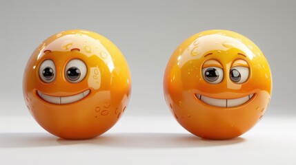 Fototapete - 3D realistic emoji from an elevated and diagonal perspective, capturing detailed textures and expressions on a white background