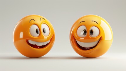 Fototapete - 3D realistic emoji from an elevated and diagonal perspective, capturing detailed textures and expressions on a white background