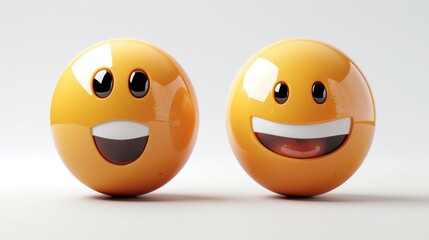 Fototapete - 3D realistic emoji from an elevated and diagonal perspective, capturing detailed textures and expressions on a white background