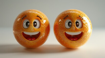 Fototapete - 3D realistic emoji from an elevated and diagonal perspective, capturing detailed textures and expressions on a white background