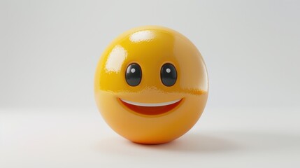 Fototapete - 3D realistic emoji from an elevated and diagonal perspective, capturing detailed textures and expressions on a white background