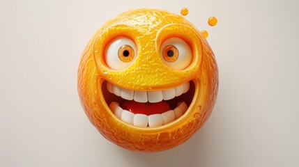 Fototapete - 3D realistic emoji from an elevated and diagonal perspective, capturing detailed textures and expressions on a white background