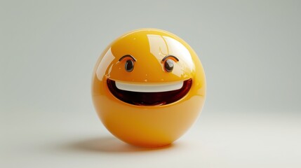 Fototapete - 3D realistic emoji from an elevated and diagonal perspective, capturing detailed textures and expressions on a white background