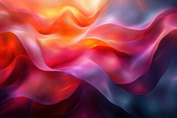 Poster - Vibrant fabric waves display dynamic colors and textures with fluid movement in a stunning abstract composition