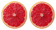 © Flowaiart - Two Red Grapefruit Halves with Juicy Pulp on Transparent Background Studio Shot