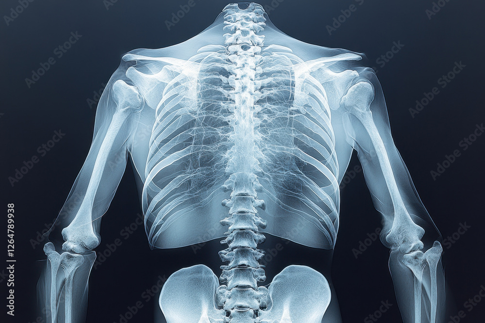 Stock-Illustration „Detailed view of human spine and ribcage in an x ...