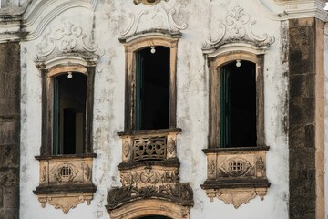 Wall Mural - Ornate historical building facade with arched windows.