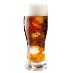 Poster - Refreshing glass of cold beverage with ice and foam