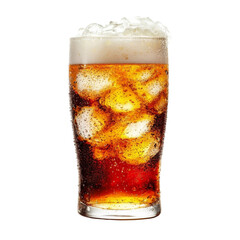 Poster - Refreshing cold beverage in glass with ice and foam on top