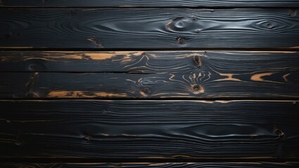 Poster - black wooden texture background with natural grain patterns and knots minimalistic design with copy 