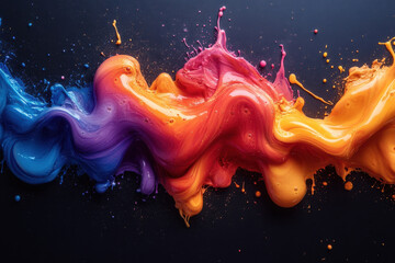 Poster - Vibrant swirls of color mix together against a dark background creating an abstract artistic display