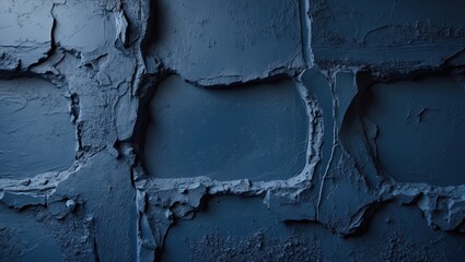 Poster - Textured blue wall with rough patches and irregular surface details suitable for background or design use Copy Space
