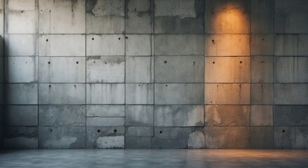 Poster - concrete wall interior with soft lighting and textured surface suitable for various backgrounds copy
