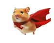 © Alice a. - hamster in superhero cape flying through air, showcasing bravery and adventure. This adorable scene captures essence of fun and imagination
