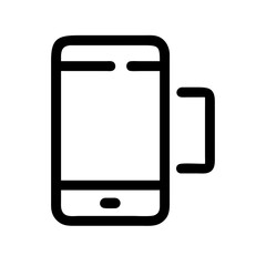 Poster - Modern smartphone icon with a minimalist design and a handle, black outline