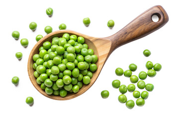 Wall Mural - peas in wooden spoon on isolated on transparent background png